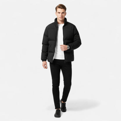 Men’s Wool-Look Lined Stand-Collar Button Jacket