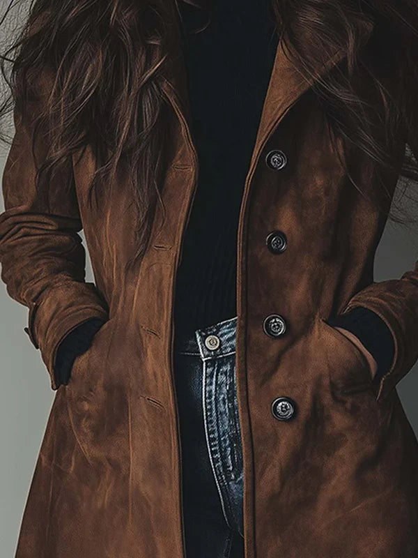 Women’s Longline Double-Breasted Tailored Trench Coat