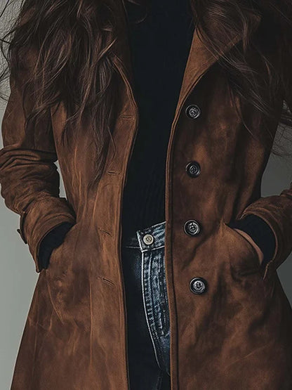Women’s Longline Double-Breasted Tailored Trench Coat
