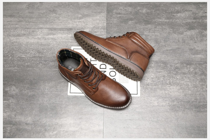 Men’s Business Ankle Boots with Round Toe and Medium Heel