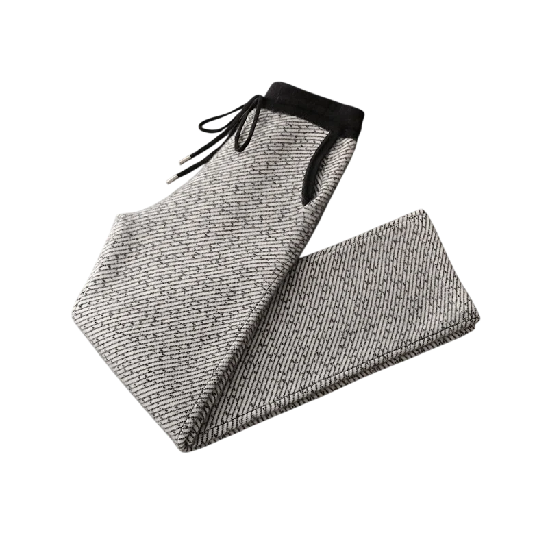 Men’s Relaxed Tapered Knit Lounge Trousers with Ribbed Cuffs