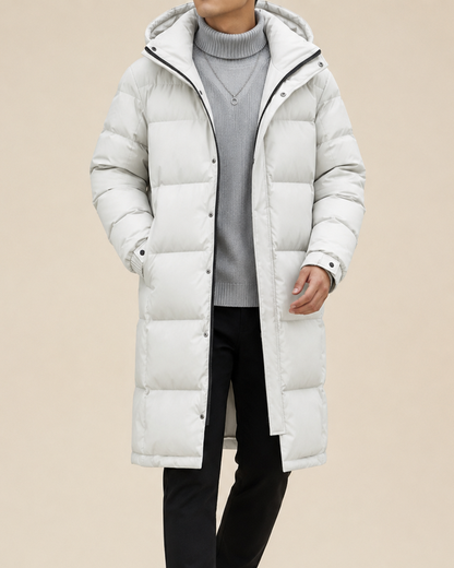 Men’s Longline Quilted Hooded Winter Coat