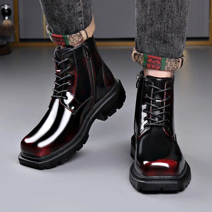 Men’s Leather Lace-Up Ankle Boots with Chunky Lug Sole