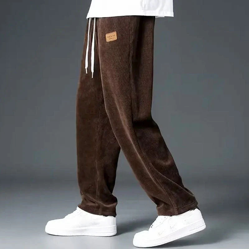 Men’s Wide-Leg Textured Sweatpants with Drawstring Waist