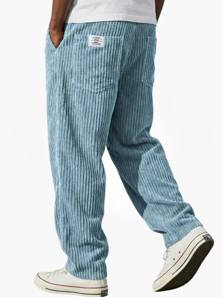 Men’s Relaxed Corduroy Trousers with Drawstring Waist