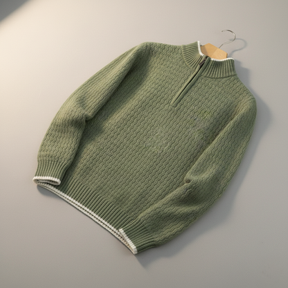 Men’s Textured Wave Knit Quarter-Zip Pullover