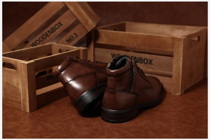 Men’s Business Winter Boots with Round Toe and Medium Heel
