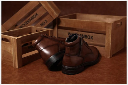 Men’s Business Winter Boots with Round Toe and Medium Heel