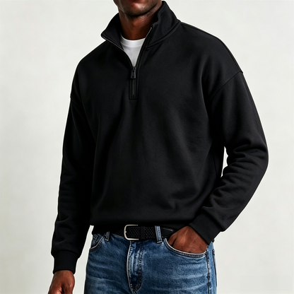 Men’s Cotton-Cashmere Relaxed Quarter-Zip Sweatshirt