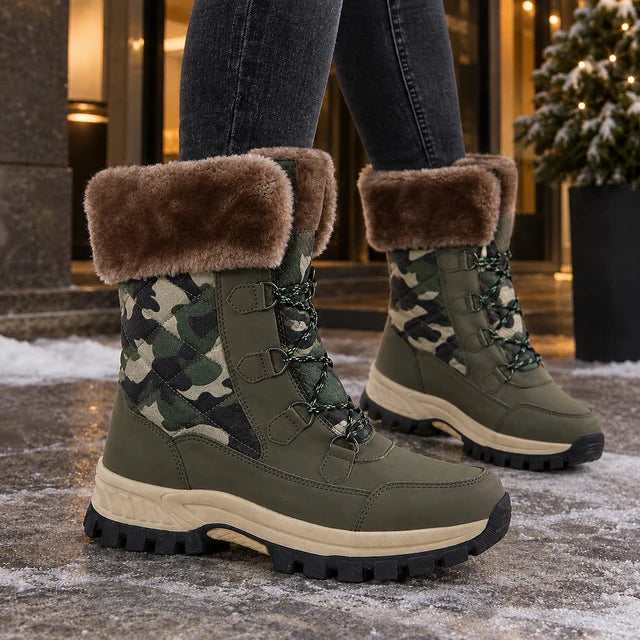 Women’s Leather Fleece-Lined Winter Boots with Lug Sole