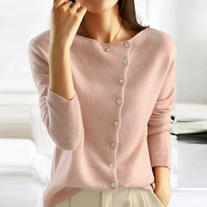 Women’s Asymmetric Button-Front Relaxed Knit Cardigan
