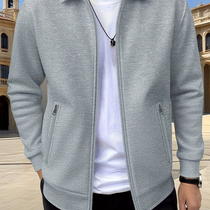 Men’s Textured Casual Full-Zip Everyday Jacket