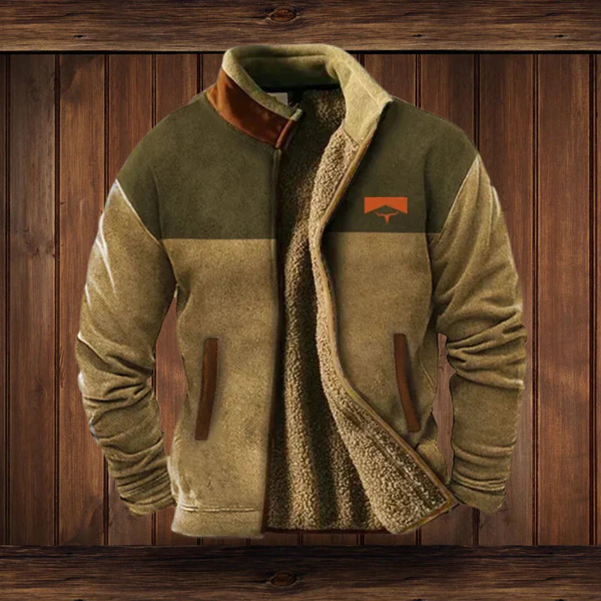 Men’s Southwestern Sherpa-Lined Zip Cardigan Jacket