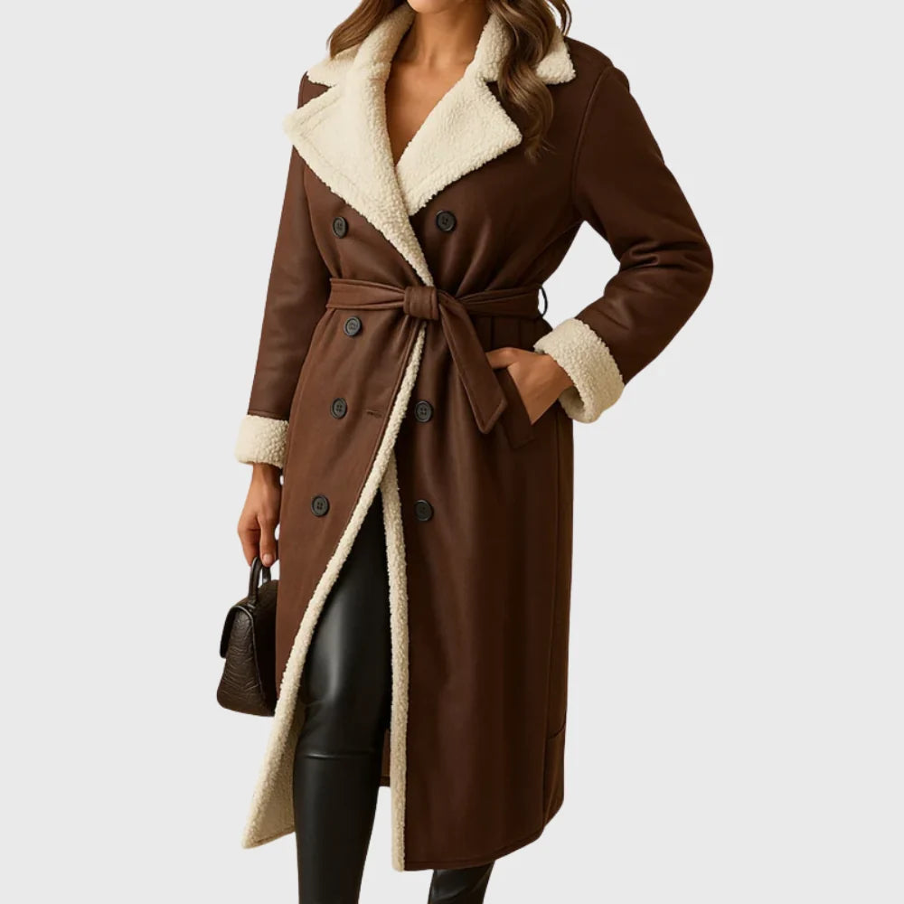 Women’s Long Quilted Winter Coat with Secure Zip and Button Closure