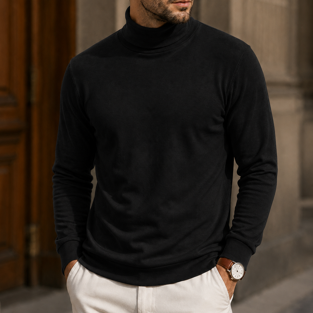 Men’s Slim-Fit High-Neck Knit Pullover