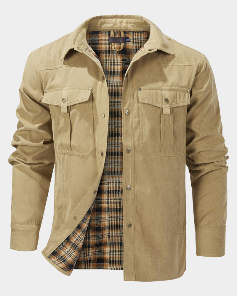 Men’s Flannel-Lined Contrast Yoke Barn Jacket