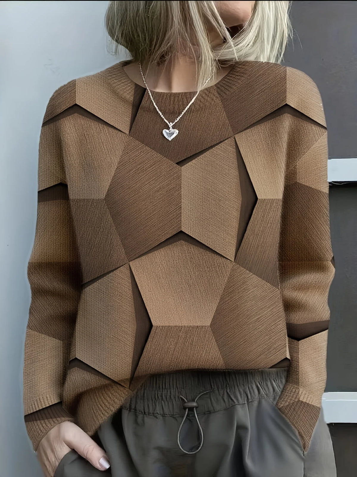 Women’s Geometric Pattern Relaxed Knit Sweater