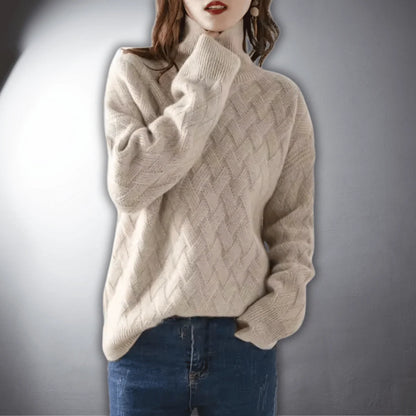 Women’s Oversized Basketweave Turtleneck Sweater