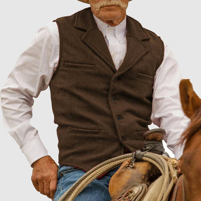 Men’s Vintage Herringbone Tailored Western Vest