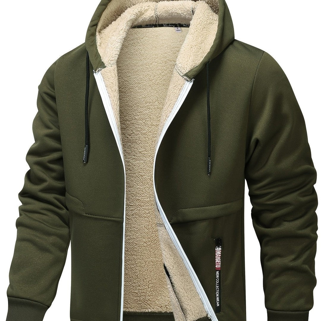 Men’s Plush-Lined Stretch Hooded Winter Jacket