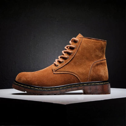 Men’s Genuine Suede Lace-Up Ankle Boots with Lug Sole