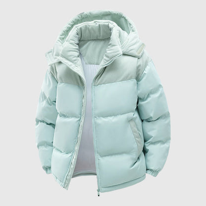 Men’s Corduroy Panel Quilted Hooded Puffer Jacket