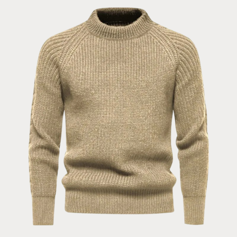 Men’s Textured Ribbed Mock-Neck Pullover Sweater
