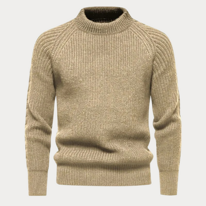 Men’s Textured Ribbed Mock-Neck Pullover Sweater
