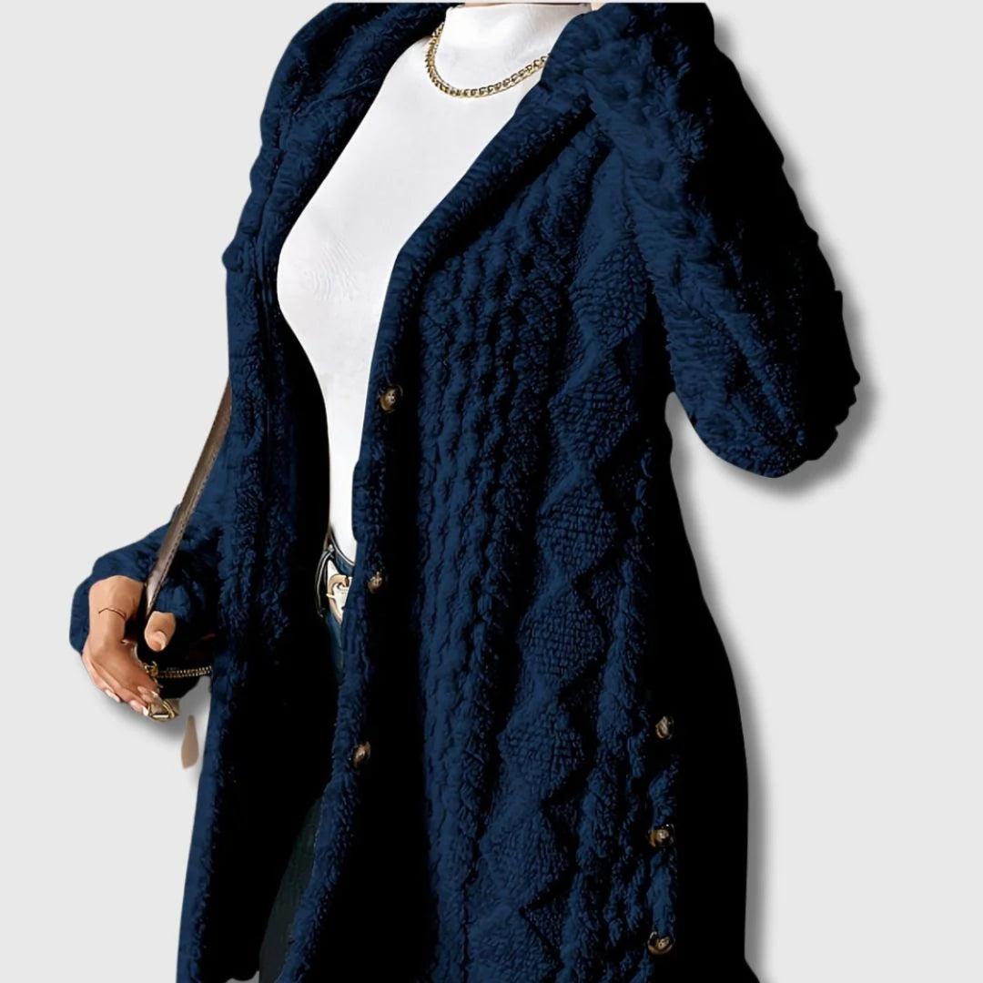 Women’s Soft Teddy Coat with Cozy Hood and Relaxed Fit