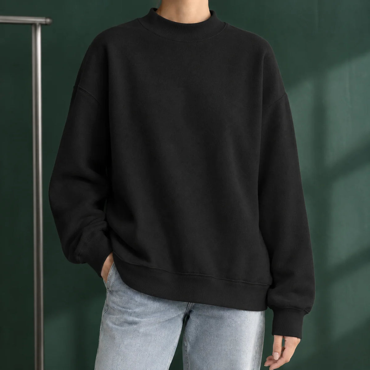 Women’s Relaxed Mock Neck Ribbed Knit Sweater
