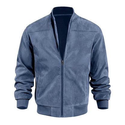 Men’s Lightweight Suede-Style Stand Collar Jacket