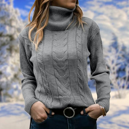 Women’s Slim Fit High-Neck Knit Pullover Sweater for Layering