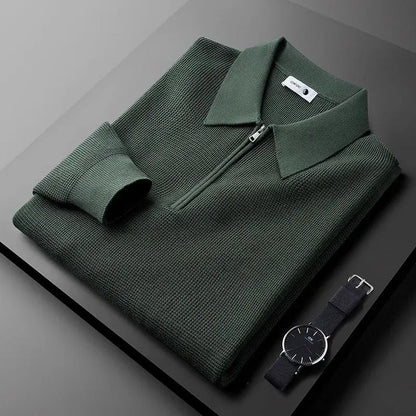 Men’s Merino Waffle-Knit Quarter-Zip Sweater