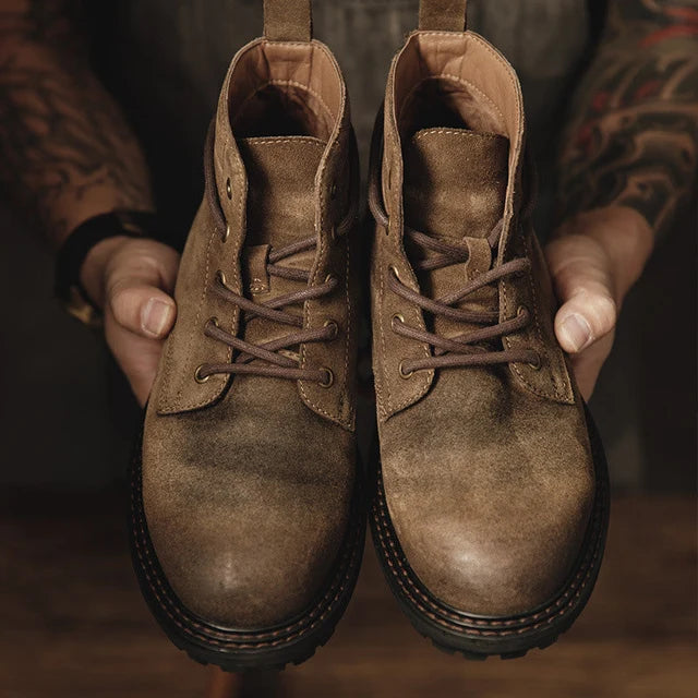 Men’s Vintage-Inspired Lace-Up Boots with Cushioned Sole