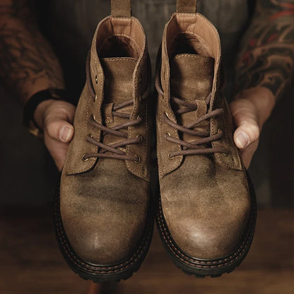 Men’s Vintage-Inspired Lace-Up Boots with Cushioned Sole