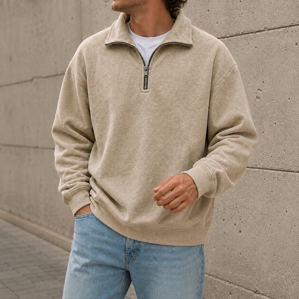 Men’s Relaxed Solid Half-Zip Sweatshirt