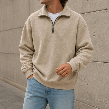 Men’s Relaxed Solid Half-Zip Sweatshirt
