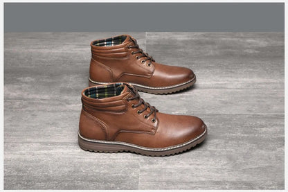 Men’s Business Ankle Boots with Round Toe and Medium Heel