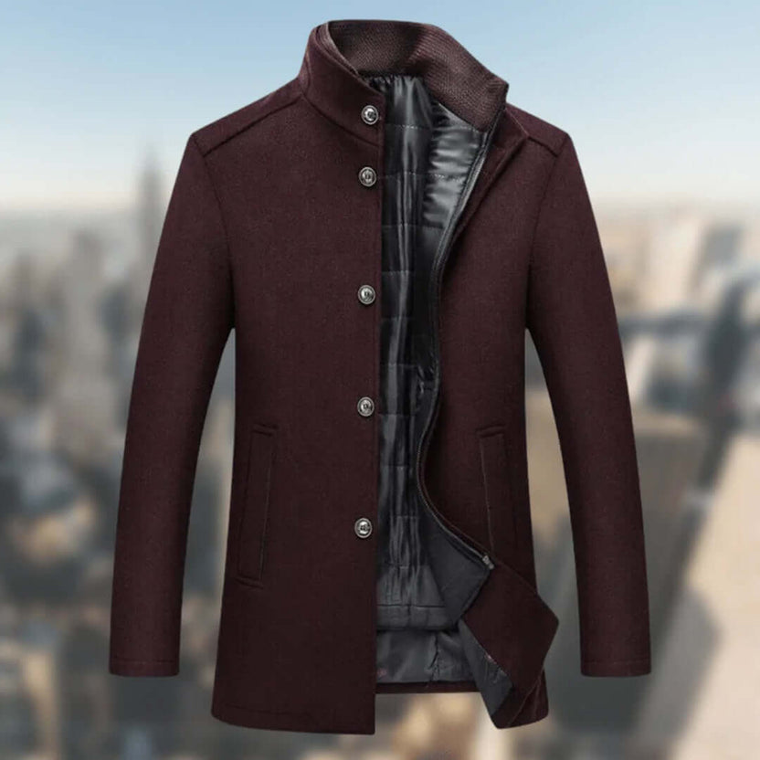 Men’s Structured High-Collar Button-Front Winter Jacket