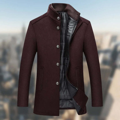 Men’s Structured High-Collar Button-Front Winter Jacket