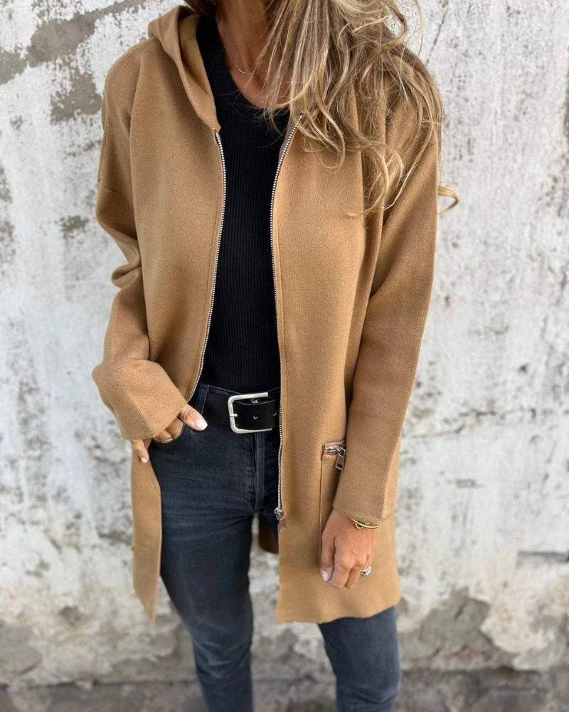 Women’s Longline Hooded Zip-Up Cardigan