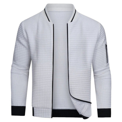 Men’s Monochrome Check Ribbed Bomber Jacket