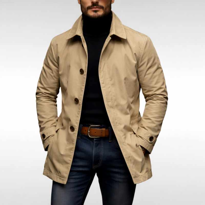 Men’s Quilted Mid-Length Notch Lapel Jacket
