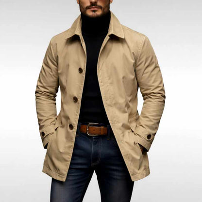 Men’s Quilted Mid-Length Notch Lapel Jacket