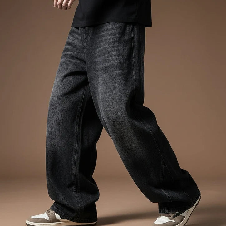 Men’s Oversized Heavyweight Denim Pants in Black