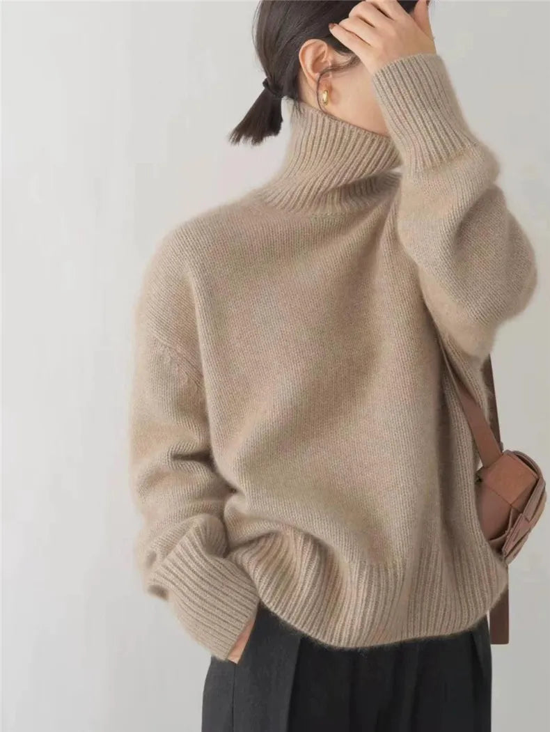 Women’s Pure Cashmere High-Neck Turtleneck Knit Sweater