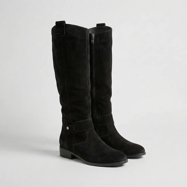 Women’s Knee-High Slouch Boots with Soft Suede-Look Finish