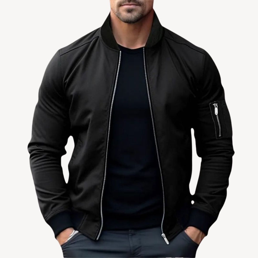 Men’s Contrast Detail Zip-Up Bomber Jacket