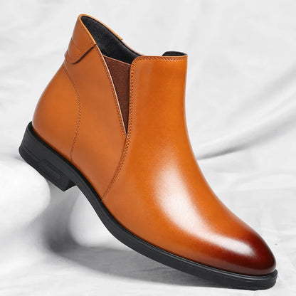 Men’s Leather Chelsea Boots with Cushioned Footbed and Rubber Sole