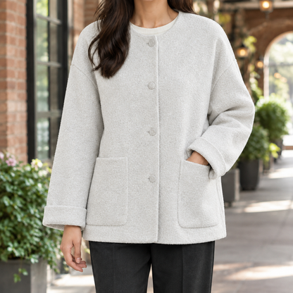 Women’s Relaxed Wool Button-Front Short Jacket